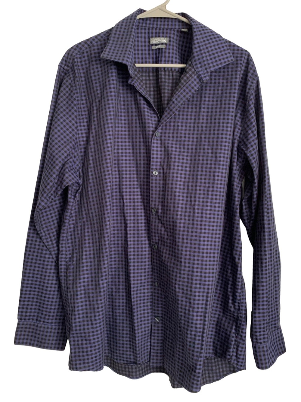 KENNETH COLE REACTION Men’s Slim Fit Purple Black Check Cotton Button Down Shirt